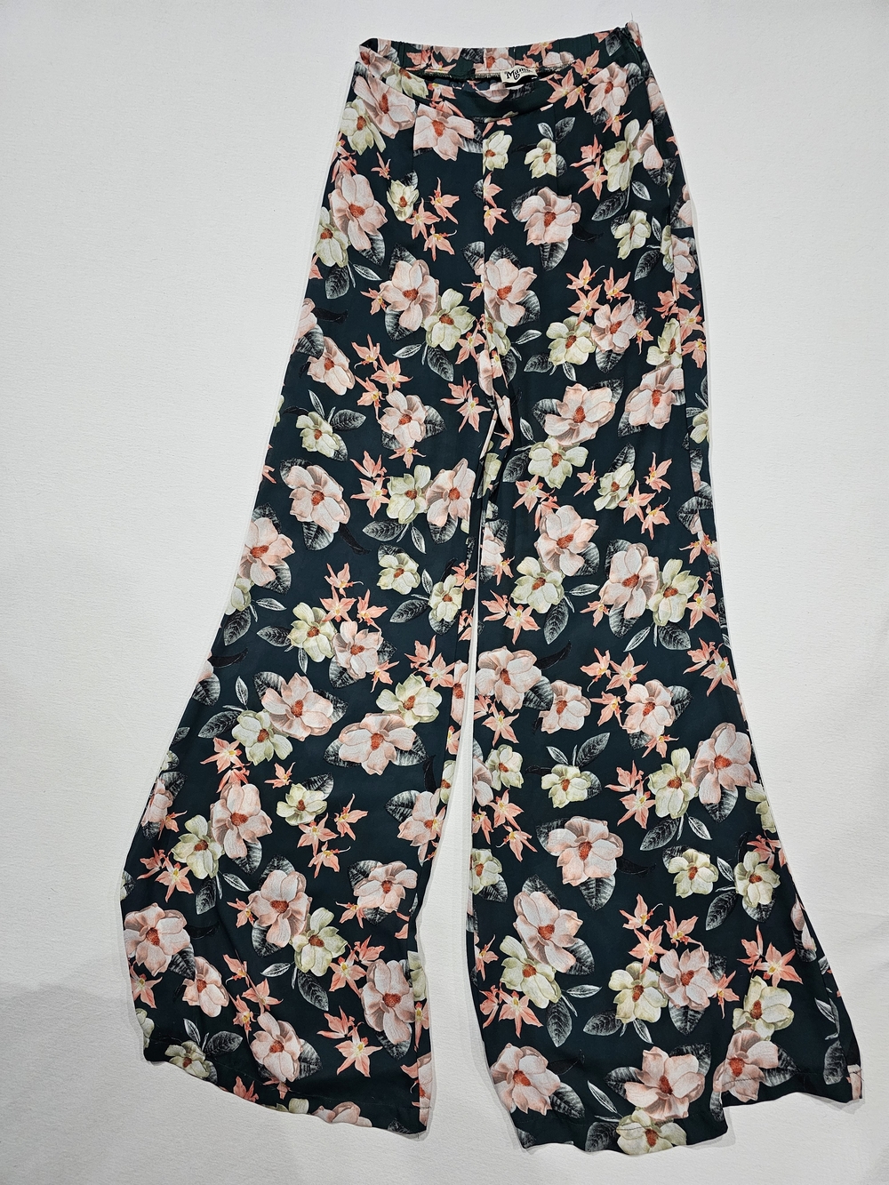 Show Me Your Mumu Lg Hawaiian Floral Wide-Leg Palazzo Pants - Green Pink Flowers